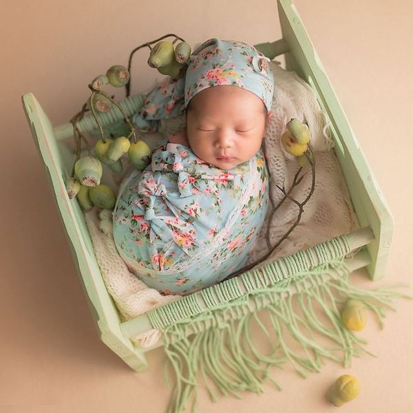 

7pcs/set newborn p props floral bow baby pgraphy costume wraps knot hat headband posing pillow
