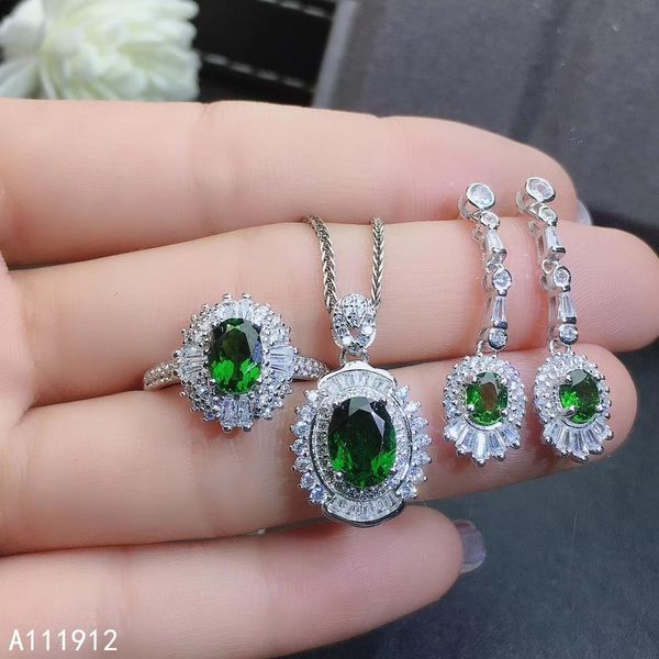 

kjjeaxcmy fine jewelry natural diopside 925 sterling silver women pendant necklace earrings ring set support test beautiful, Black