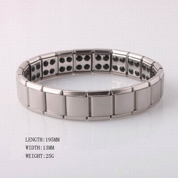

fashion men stainless steel watchband charm bracelet magnet germanium health bangle jewelry eig88, Golden;silver