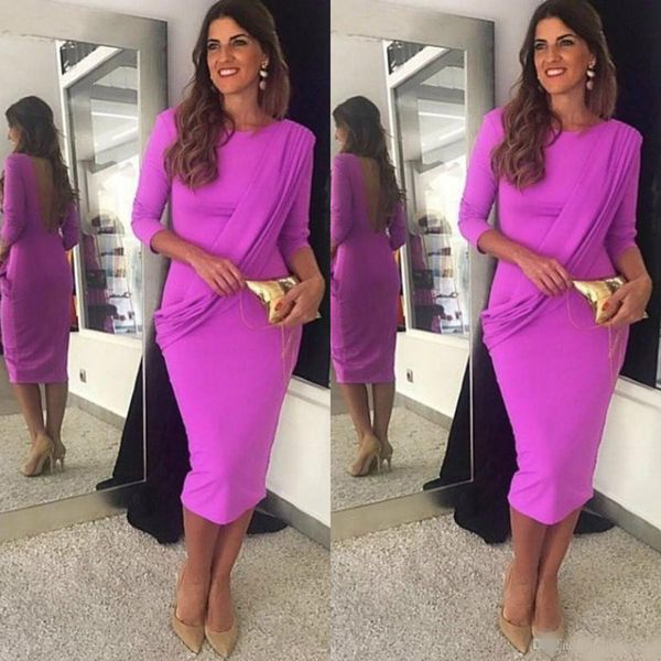 

sheath tea length mother of the bride dresses 3/4 long sleeves evening party gowns formal mother prom dress, Black;red