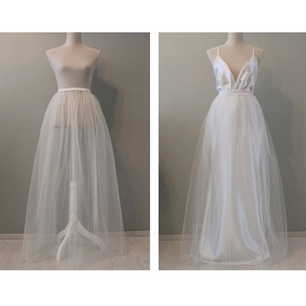 

белый тюль съемные overskirt сшитое 2 слоя тюля туту юбка sexy see through chic длинные maxi юбка плюс размер, Black