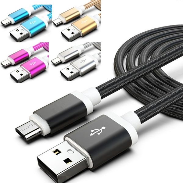 

metal braided nylon 1m 2m 3m type c micro cables for samsung galaxy s8 s9 s10 s6 s7 note 8 9 10 usb charger cable