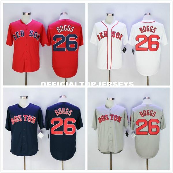 

26 wade boggs jersey white gray red navy blue, Black;blue