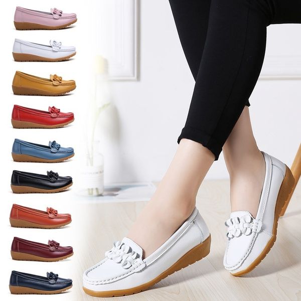 

women boat shoes leather loafers women flats slip on ladies shoes creepers moccasins butterfly bow women's flat, Black