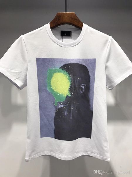 

19ss Men's Fashion Designer T-shirt Brand Polo Shirt 2D Printed Circular Collar Black and White Cotton Short Sleeve