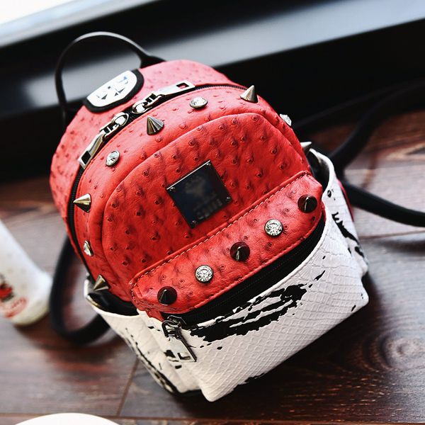

2020 wholesale new summer ostrich tassel backpack multi-purpose bag korean student backpack color rivet shoulder bag ing