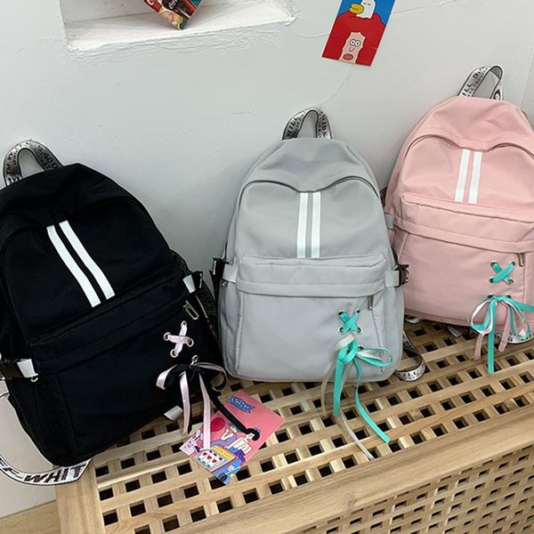 

women zipper bandage reflective stripe backpack rucksack school bag daypack