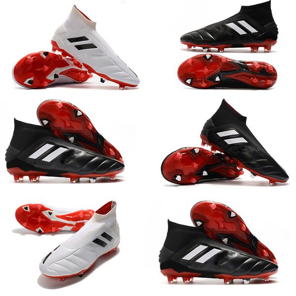 

2019 classics predator mania 19+ 19,1 fg черный белый laceless 19 + х slip-on high голеностопного мужчины футбол обувь удобная бутсы бутсы
