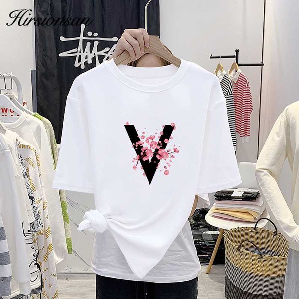 

hirsionsan 100 % cotton t shirt women 2020 new basic summer tees korean white loose tshirts vintage ins soft female top
