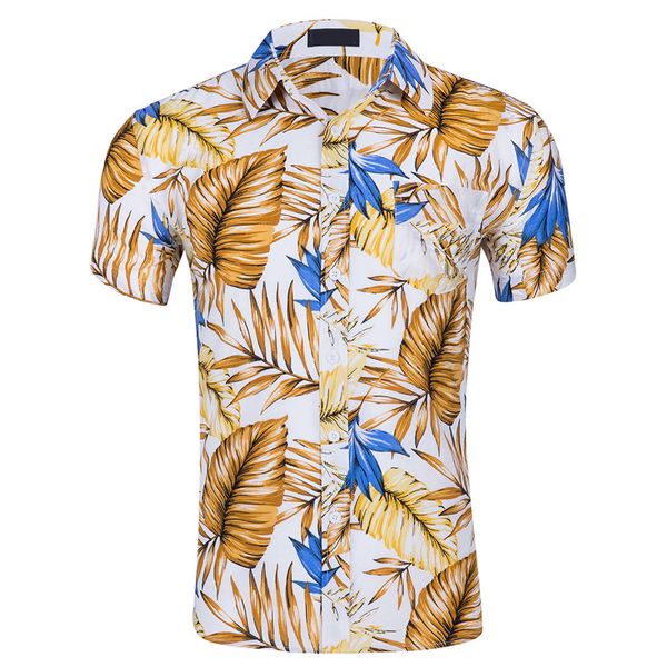 

floral shirt men's new short sleeves of beach wind printing fashion casual men blouse comfortable slim fit shirt camisas, White;black
