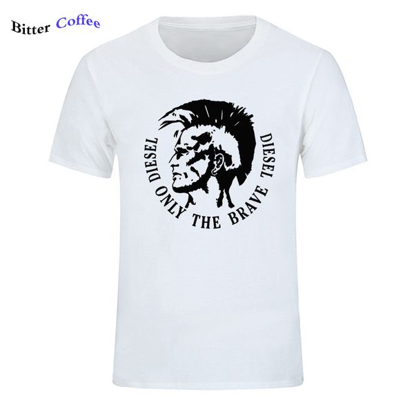 

new diesel only the brave diesel print men tshirt funny fashion t shirts cool shirt for men men casual harajuku t-shirt, White;black