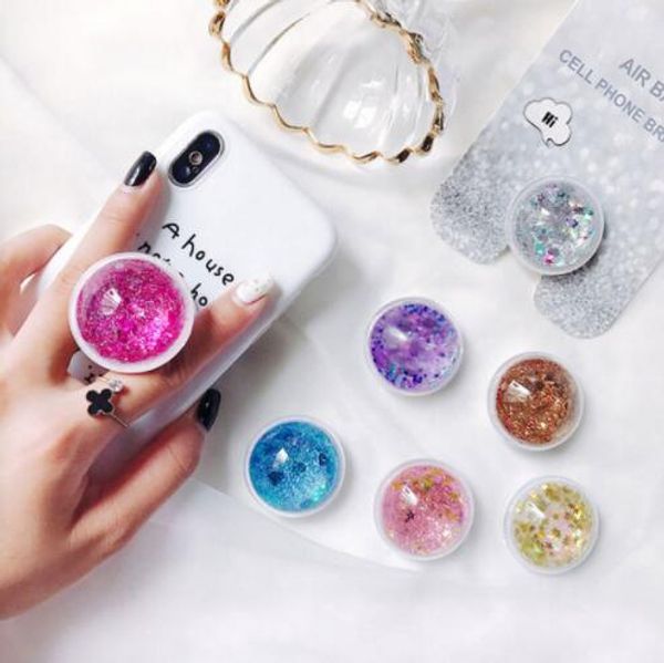 

Univer al mobile phone kick tand dynamic quick and air bag phone expanding tand finger holder for phone ring 3d bling liquid