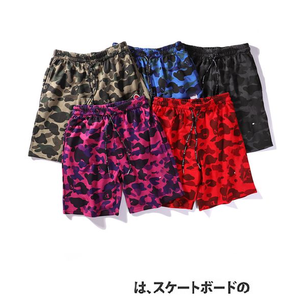 

2020 designer men's shorts summer casual sports shorts brand short pants with bule logo print camouflage embroidery limited edition, White;black