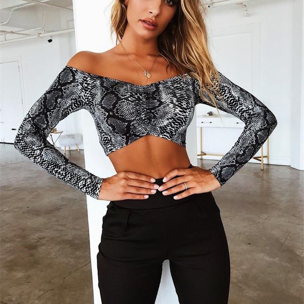 

pirate curiosity off shoulder serpentine blouse women fall 2019 slash neck midriff baring casual chic short top, White