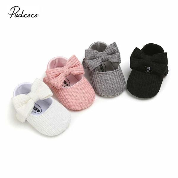 

2019 brand baby shoes newborn infant pram girls princess soft baby shoes solid bow crib newborn 0-18m