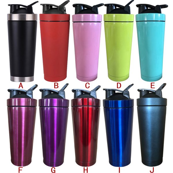 550 ml de aço inoxidável de metal copo shaker de proteína liquidificador misturador garrafa de água esportiva com tampa à prova de vazamento