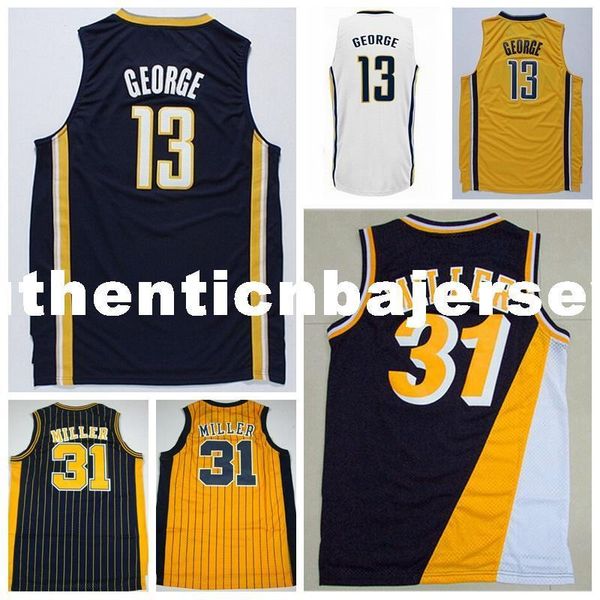 

mens #31 retro miller jersey retro stitched wholesale #13 george jersey basketball jersey ncaa college, Gray