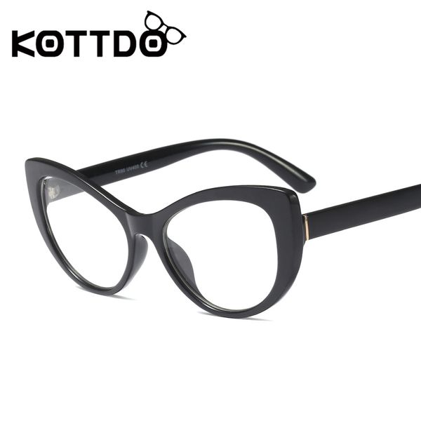 Toptan-Kottdo Moda Seksi Kedi Göz Gözlük Çerçevesi Kadınlar Düz Temizle Le90 Gözlük Gözlük Vintage Optik Gözlük óculos