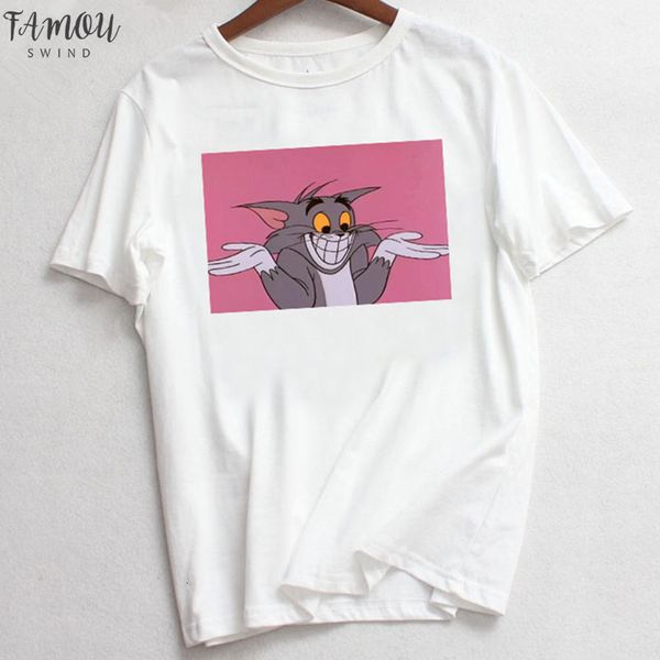 

short sleeve short funny ladies tee shirt cute women summer tee shirt casual fashion cartoon print kawaii female t shirt, White