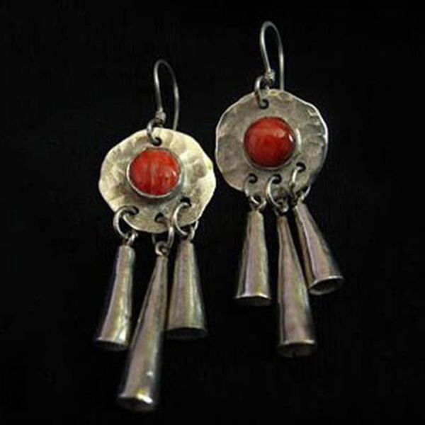 

2019 classic big round silver color earrings indian jewelry tribal vintage ethnic bohemia bell wind chimes tassel earring o4d230