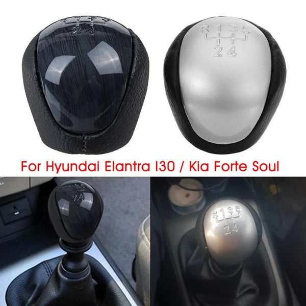

5 speed car pu leather manual gear shift knob shifter lever handball black sliver for kia forte soul for elantra i30