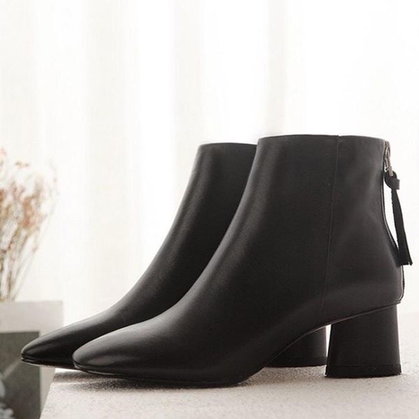 

new silver zipper short ankle boots ivory white fashion versatile high heel short boots size 35-39, Black