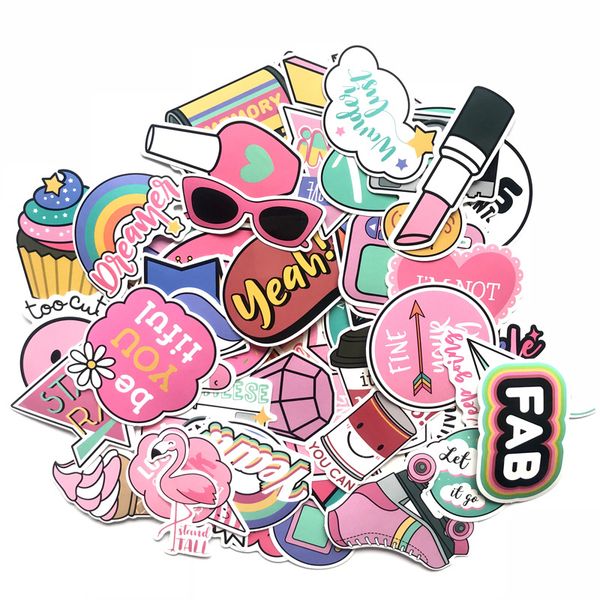 

cute stickers 60pcs/lot aesthetic trendy sticker for girls teens womean fits lapwater bottle phone pad guitar bike luggage