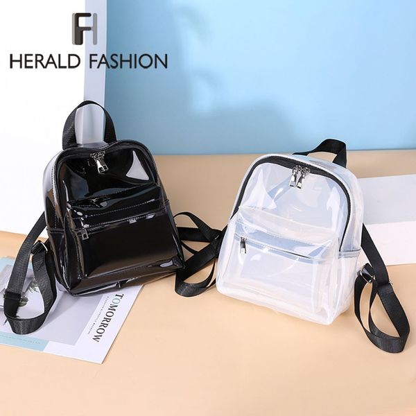 

herald fashion women transparent backpack jelly cute small school bag for teenage girls waterproof summer clear beach travel bag