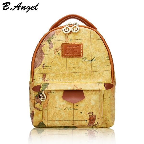 

vintage leather map pattern backpack purse creative gifts for kids teens women and girls back to school travel style bags