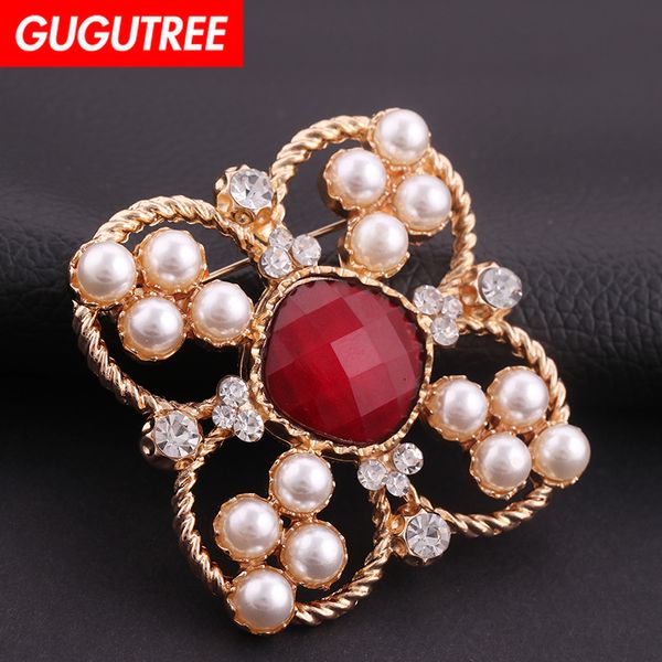 

gugutree brooch breastpin pearl flower patch metal patches badges applique patches for clothing hh-58, Black