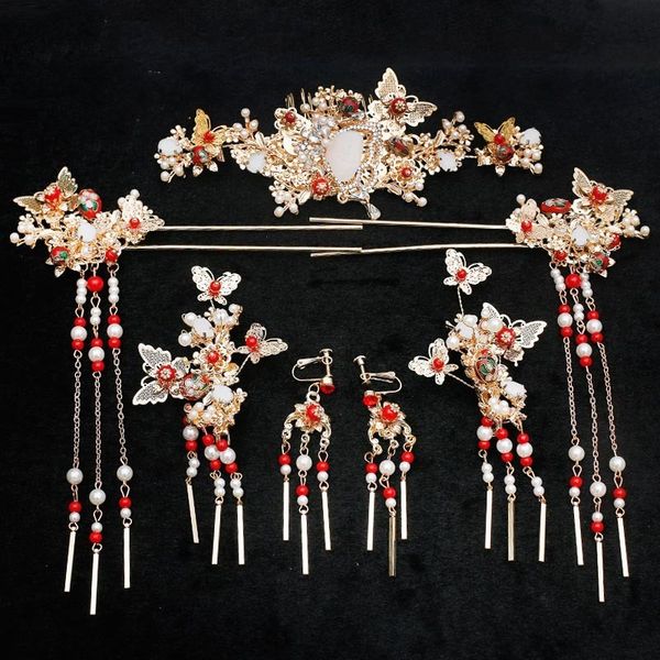 2020 New Chinese Hairpins Sticks Combs Earrings Set Phoenix