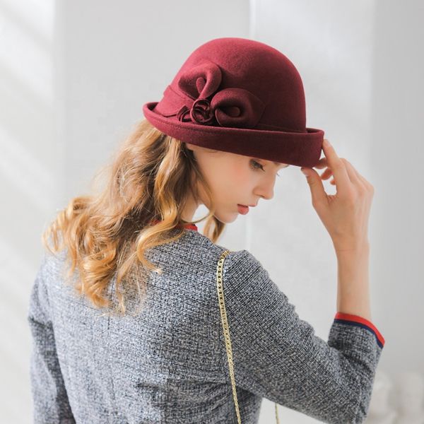 

австралийские шерстяные шляпы для женщин cloche hat с цветком