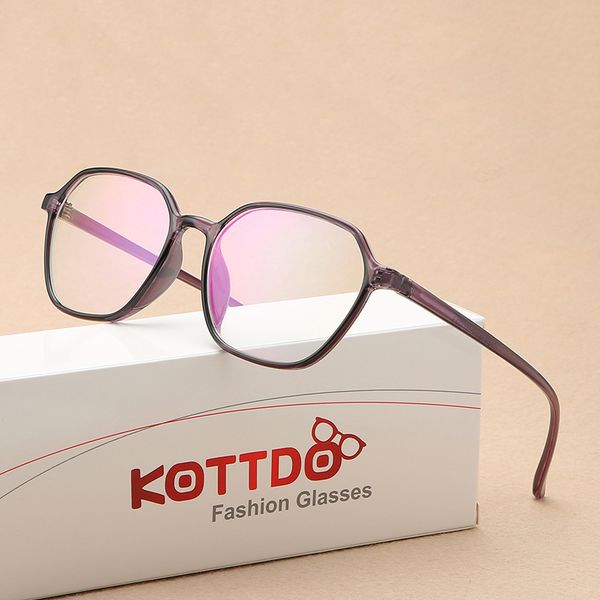 

kottdo 2020 new retro glasses frame fashion computer glasses frame polygonal prescription eye women, Black