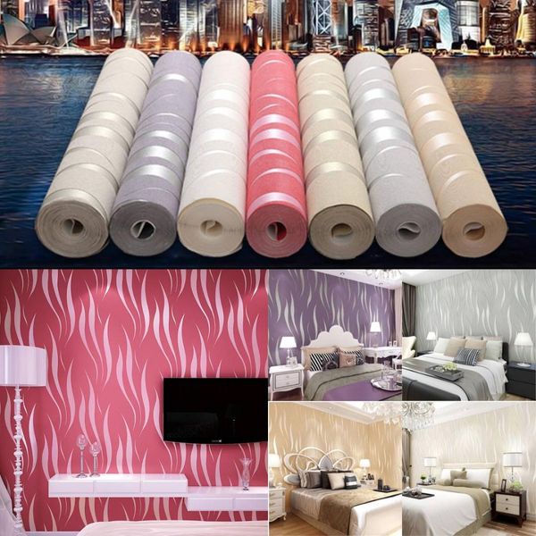 

5color 3d wallpaper roll wave textured embossed flocking roll wallpaper home decor living room bedroom wall coverings wall paper
