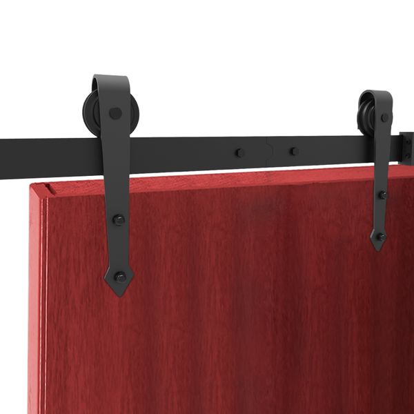 

6ft heavy duty sturdy sliding barn wood door track rail black hardware kit one door smoothly and quietly arrow wheels hanger
