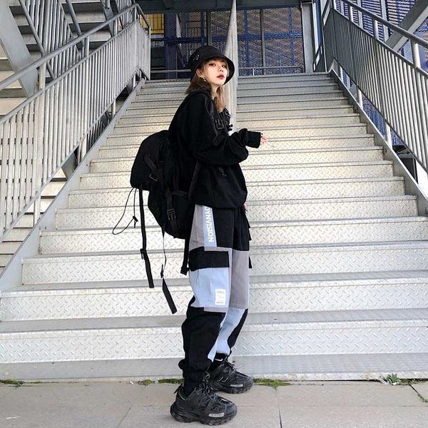 

designer pants mens women luxury private custom fashion pants trend mix match stitching color streetwear wild hip hop pants, Black