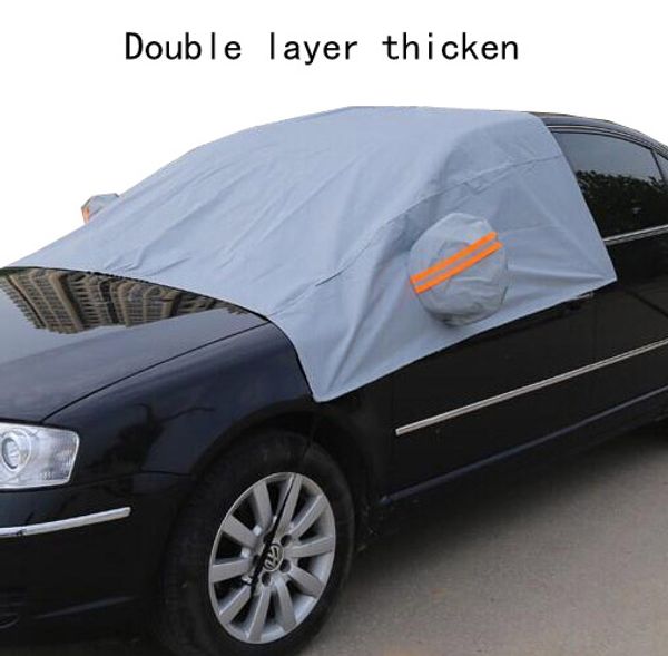 

universal grey half car covers sunshade styling foil waterproof thicken car snow shield anti-uv snow protection covers for