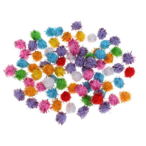 

100pcs 2.5cm tinsel arts glitter poms pom craft diy supplies cats toys