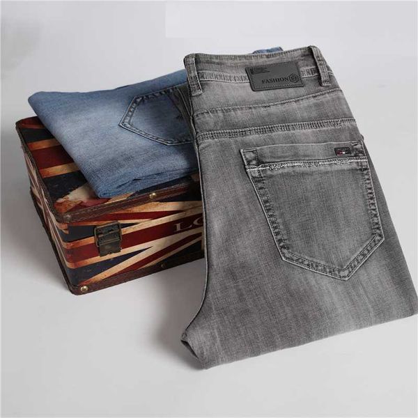 

2020 марка дизайнер джинсы мужчины прямые серый синий цвет mens лета jeans хлопок плюс размер 28-40 мужчины длинные брюки брюки мужские, Blue