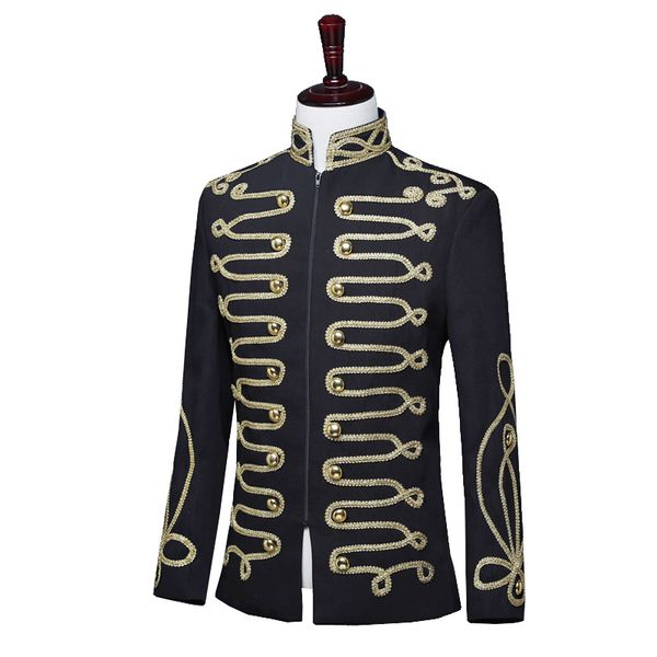 

great quality men's court uniform nightclub bar dj fashion host jacket hair stylist singers stage show costumes m-2xl, Black;brown