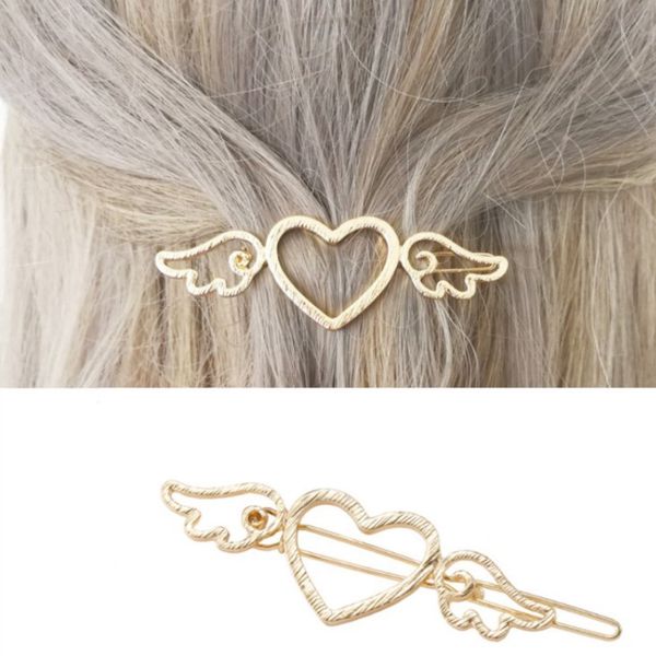 

new hair jewelry fashion fashion metal wind hollow love cupid wing hair clip female side clip, Golden;white