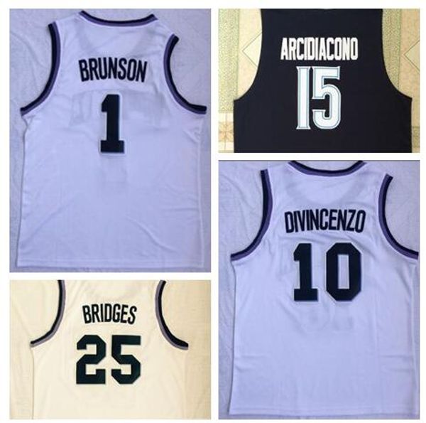 

10 divincenzo 25 bridges 15 arcidiacono 1 brunson college basketball wear,training basketball jerseys,mens online shopping stores for sale, Black