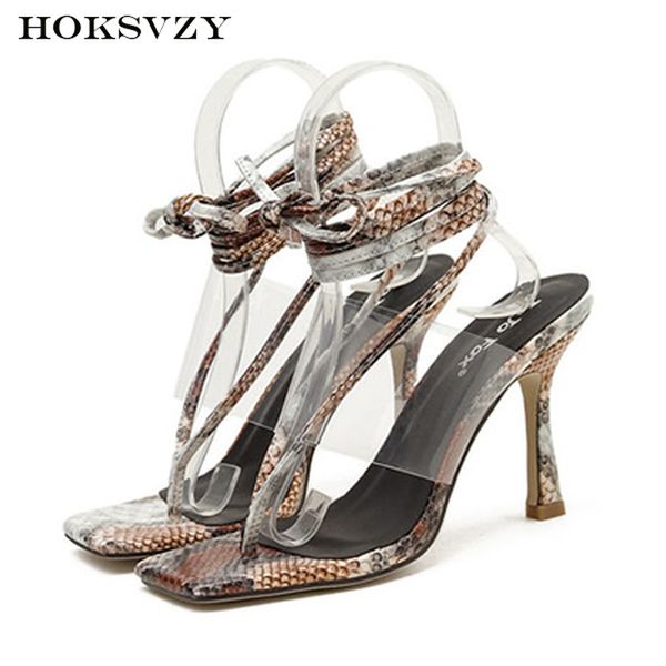 

hoksvzy 2020 summer fashion transparent flip-flop sandals ankle bracelet lace color open-toed high-heeled shoes, Black