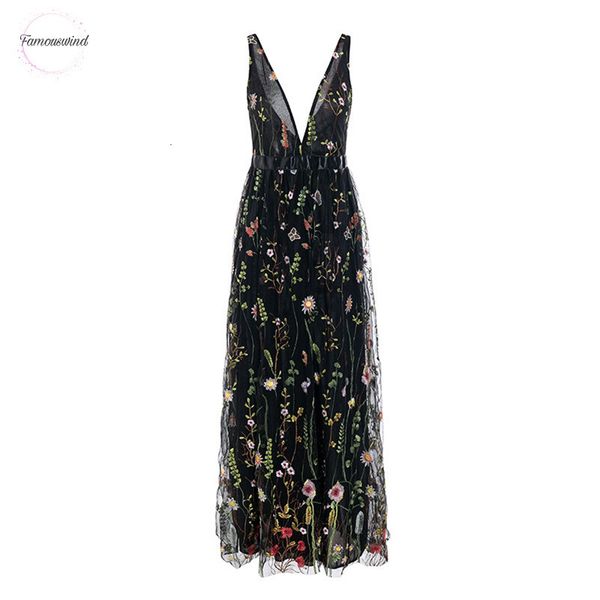 

сетка урожай вышивка maxi платье цветочные лето лета женщин backless пляж платье sexy v шеи элегантные дамы wrap длинное платье, Black;gray