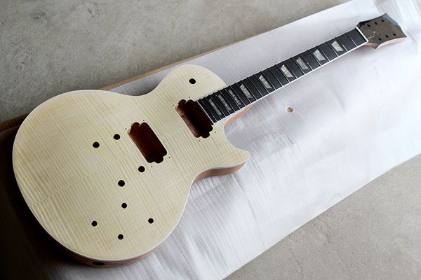 

factory custom natural electric guitar kit(parts) with flame maple veneer,mahogany body and neck,semi-finished guitar,offer customized