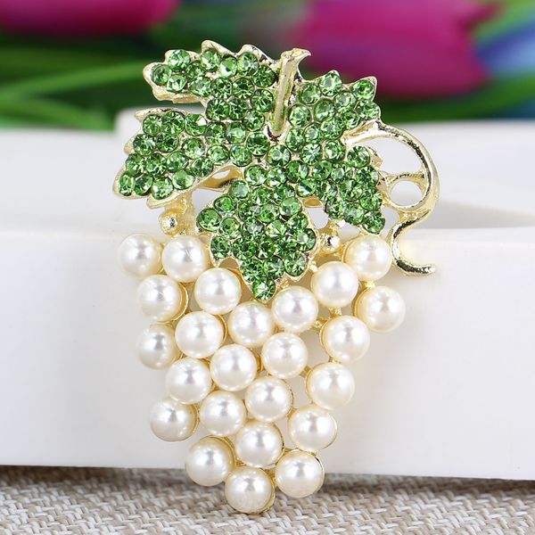 

new recommend brooches for wedding bijoux wedding broches fashion vintage women rhinestone brooch grape purple pearl brooches pins, Gray