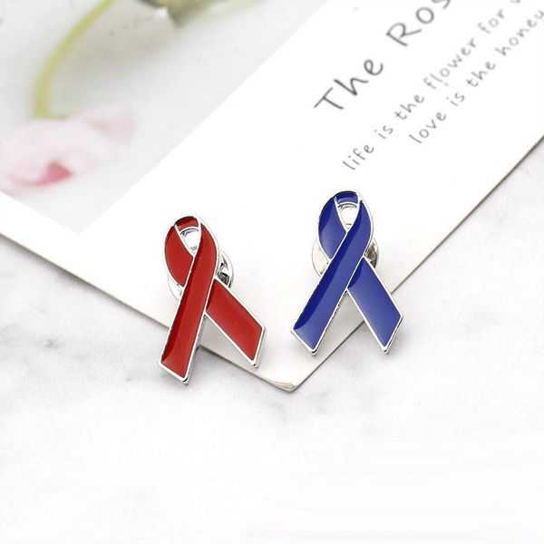 A consciência do HIV vermelho fita Azul lapela distintivo Pino Tampas Chapéus Sacos Mochilas Broches Frete Grátis