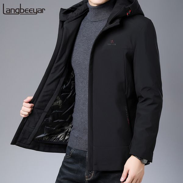 

men's down & parkas grade 2021 winter fashions brand jackets hooded korean streetwear feather coats duck warm mens clothing, Black
