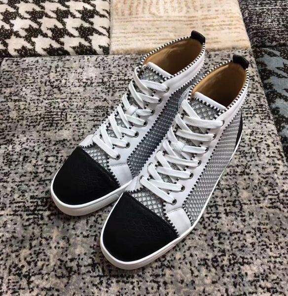 

luxury breathable leather casual shoes with luxury designer red bottom sneaker famous brand dress,party,wedding with box,dust bagshoe, Black