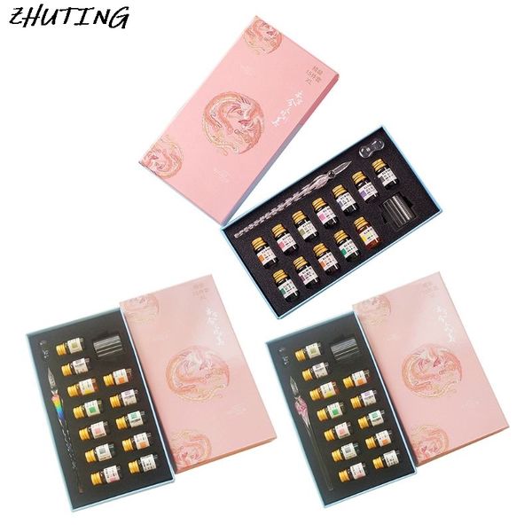 

zhuting crystal phoenix glass ink pen glass dip pen for writing fountain set gift